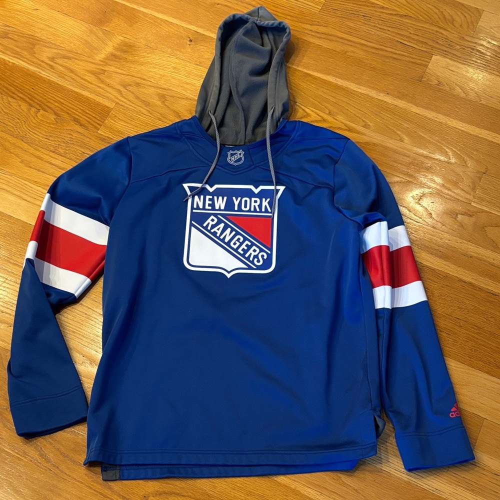 Adidas Blue and Red New York Rangers Hoodie